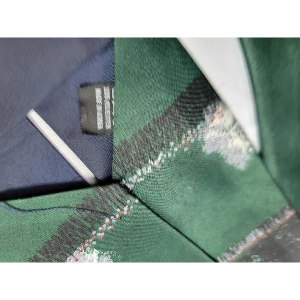 Rene Chagal Mens Tie Green White House Cannon Military Patriotic Polyester